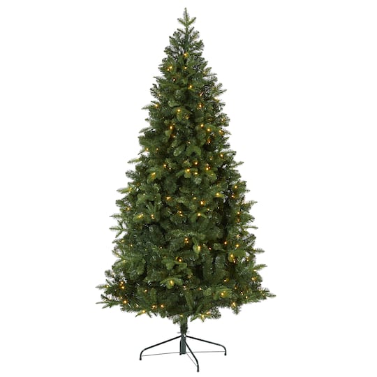 Nearly Natural 7 Foot Grand Teton Flat Back Spruce With 953 Bendable Branches And 220 Clear Led Lights Pre-Lit Christmas Tree, One Size, Green